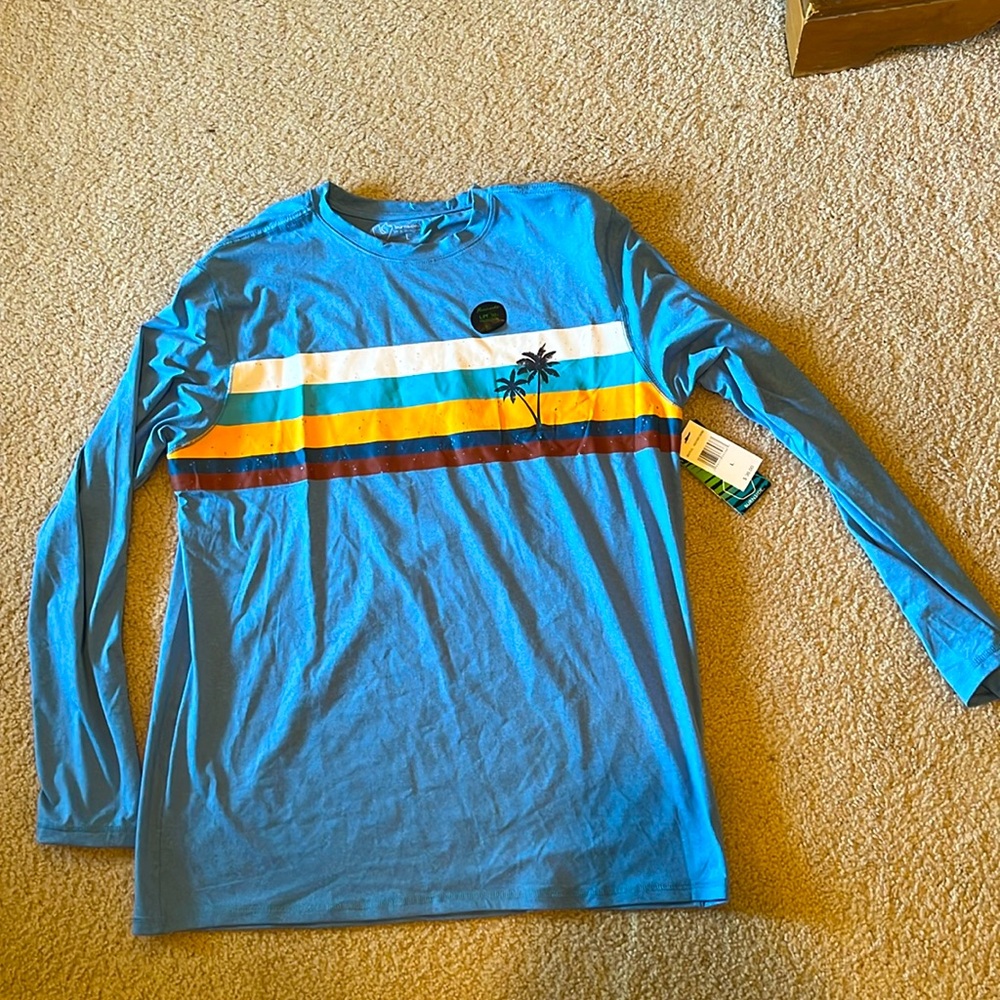 Unused Burnside Blue Long Sleeve Shirt | Large Beach Shirt UPF 30+ Protection